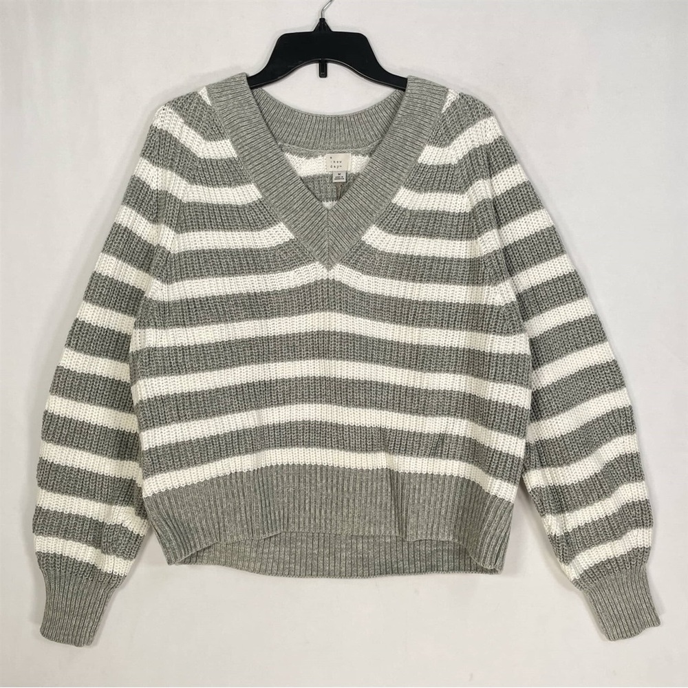 a new day Gray and White striped cotton sweater